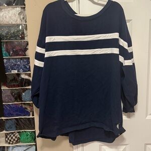 FP Movement Navy and White Stripe Long Sleeve